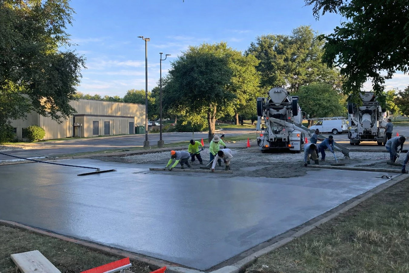 Concrete parking lot building